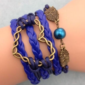 multi strand bracelet with multiple charms  blues